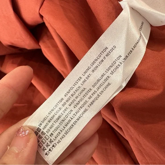 NWT En Saison Juni Gingham Bubble Sleeve Tie-Back Midi Dress Brick Womens L - Picture 9 of 10